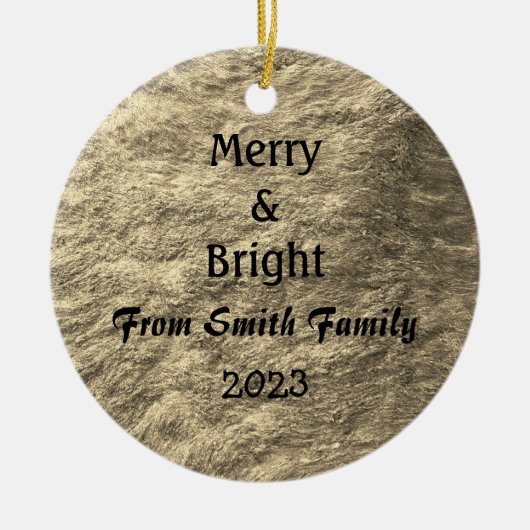 Décoration En Céramique Joyeux et brillant Noël Or Sepia Cadeau (Devant)