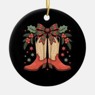 Décoration En Céramique Joyeux Et Lumineux Cowgirl Boot Noël Occident