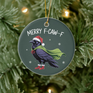 Décoration En Céramique Joyeux F-Caw-F Corbeau Drôle de Noël Corbeau Sarca
