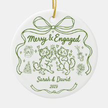Joyeux & Fiancés Couple de Chats Personnalisé Noël