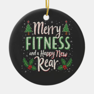 Décoration En Céramique Joyeux Fitness et Bonne Année Nouvel Arrière Muscu