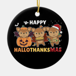 Décoration En Céramique Joyeux Hallothanksmas Cerfs Noël Cerf Cervin Cervi