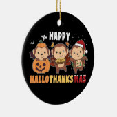 Décoration En Céramique Joyeux Hallothanksmas Singe Noël Singes Cera (Droite)