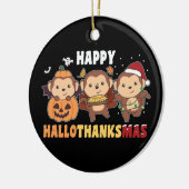 Décoration En Céramique Joyeux Hallothanksmas Singe Noël Singes Cera (Gauche)