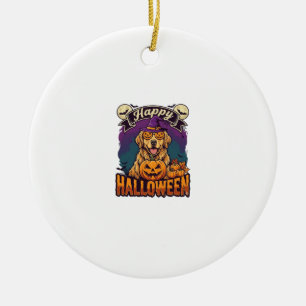 Décoration En Céramique Joyeux Halloween Chapeau de Sorcière Citrouille Go