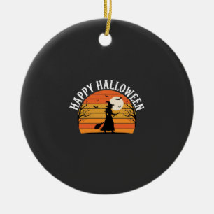 Décoration En Céramique Joyeux Halloween Sorcière Coucher de soleil Design