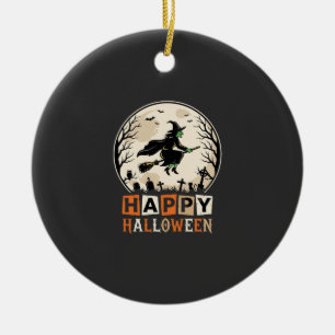 Décoration En Céramique Joyeux Halloween Sorcière Lune Cimetière Conceptio