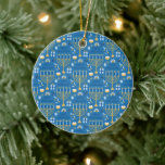 Décoration En Céramique Joyeux Hanoukka Etoile juive Menorah Bleu Chanukah<br><div class="desc">Joyeux Hanoukka,  Chanukah,  Menorah,  fête des lumières,  étoile juive,  ornement bleu.</div>