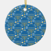 Décoration En Céramique Joyeux Hanoukka Etoile juive Menorah Bleu Chanukah (Devant)