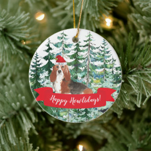 Décoration En Céramique Joyeux Howlidays Basset Hound Dog Christmas Orname