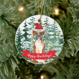 Décoration En Céramique Joyeux Howlidays Boxer Christmas Ornament