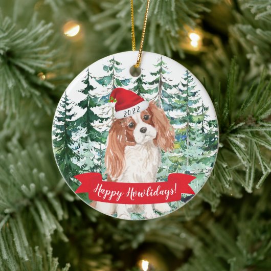 Décoration En Céramique Joyeux Howlidays Cavalier King Charle Chien Noël (Arbre)