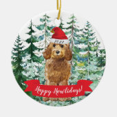 Décoration En Céramique Joyeux Howlidays Cockapoo Doré (Devant)