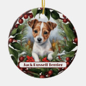 Décoration En Céramique Joyeux Jack Russel, Personnaliser Noël (Devant)