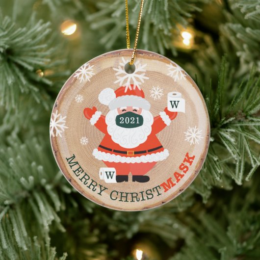 Décoration En Céramique Joyeux masque Père Noël Masque & Toilettes Papier (Arbre)
