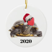 Décoration En Céramique Joyeux Noël 2020 Tortue en Masque Visage (Devant)