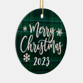 Décoration En Céramique Joyeux Noël 2023 Green Plaid (Droite)