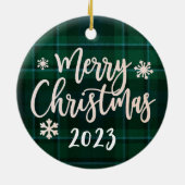 Décoration En Céramique Joyeux Noël 2023 Green Plaid (Dos)