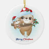 Décoration En Céramique Joyeux Noël à Sloth (Devant)