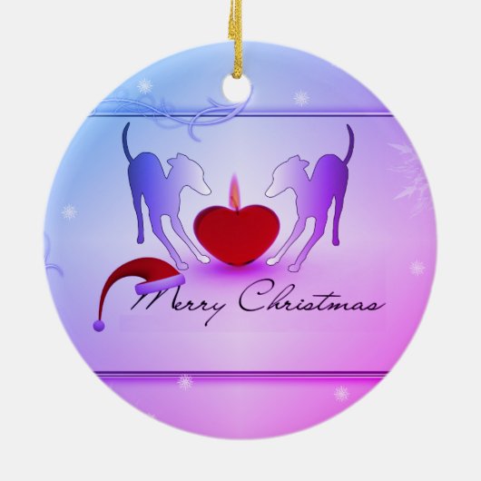 Décoration En Céramique Joyeux Noël aux Lévriers Italiens (Dos)