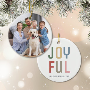 Décoration En Céramique Joyeux Noël avec photo de famille personnalisée