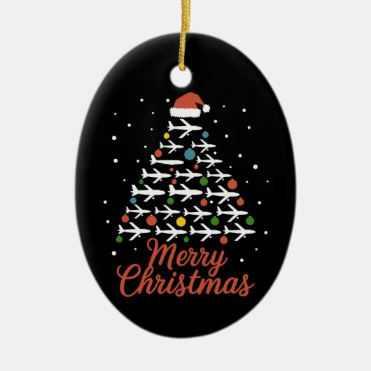 Décoration En Céramique Joyeux Noël Avion Vacances Arbre (Devant)
