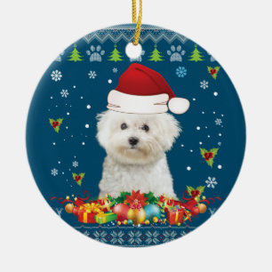 Décoration En Céramique Joyeux Noël Bichons Frise Dog Ugly Sweat