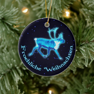 Décoration En Céramique Joyeux Noël - Blue Caribou (Renne)