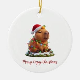 Décoration En Céramique Joyeux Noël Capy au Capybara imperturbable