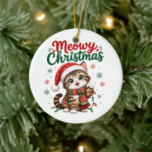 Décoration En Céramique Joyeux Noël Chat Mignon Vacances