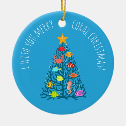 Décoration En Céramique Joyeux Noël Corail sous-marin Poisson tropical (Devant)