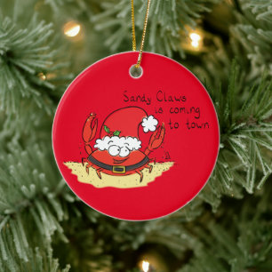Décoration En Céramique Joyeux Noël Crabe Mignon Dessin Animé Santa Fêtes