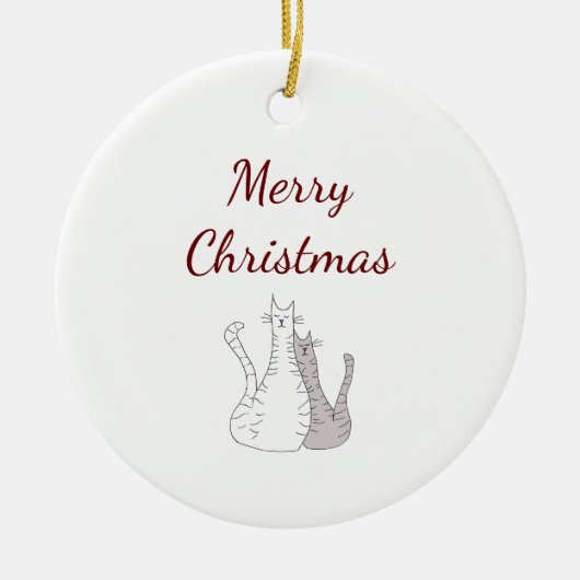 Décoration En Céramique Joyeux Noël Cute Cats Élégant Script (Devant)