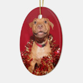 Décoration En Céramique Joyeux Noël de chiot pitbull (Gauche)