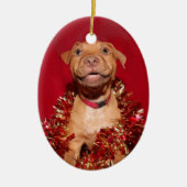 Décoration En Céramique Joyeux Noël de chiot pitbull (Devant)