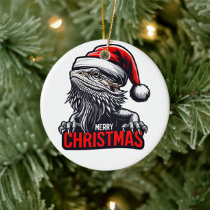 Décoration En Céramique Joyeux Noël de Dragon, Joyeux Noël Père Noël Lizar