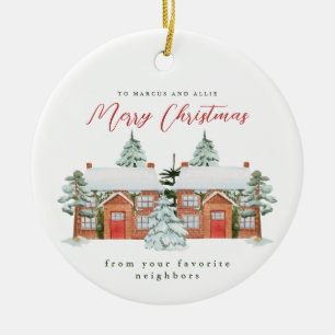 Décoration En Céramique Joyeux Noël de vos voisins favoris