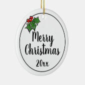 Décoration En Céramique Joyeux Noël des baies feuilles (Droite)