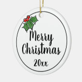 Décoration En Céramique Joyeux Noël des baies feuilles (Gauche)