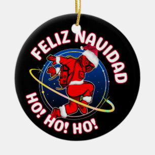 DÉCORATION EN CÉRAMIQUE JOYEUX NOËL DRÔLE PÈRE NOËL ASTRONAUTE