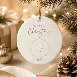 Décoration En Céramique Joyeux Noël Élégant Logo Personnalisé Entreprise