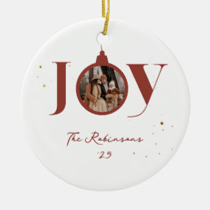 Décoration En Céramique Joyeux Noël Famille Photo Joie Ornament