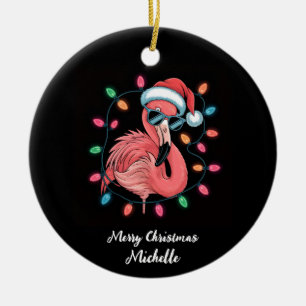 Décoration En Céramique Joyeux Noël Flamant Rose Personnalisé