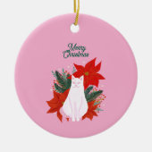 Décoration En Céramique Joyeux Noël Floral Chat (Devant)