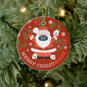 Décoration En Céramique Joyeux Noël Fun Père Noël Masque & Toilette Papier