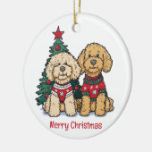 Décoration En Céramique Joyeux Noël Goldendoodle Chiens (Gauche)