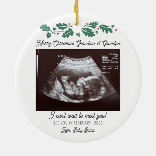 Décoration En Céramique Joyeux Noël Grand-parents Grossesse Ultrasound (Dos)