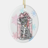 Décoration En Céramique Joyeux Noël Gray Kitten Rose Bow personnalisé (Droite)