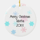 Décoration En Céramique Joyeux Noël Gray Kitten Rose Bow personnalisé (Dos)