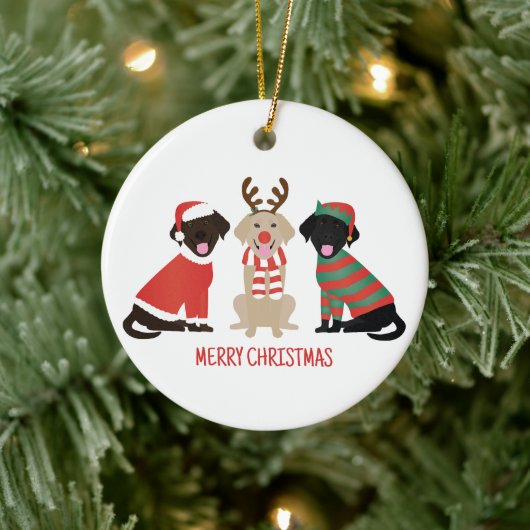 Décoration En Céramique Joyeux Noël Labrador Retriever Dogs (Arbre)